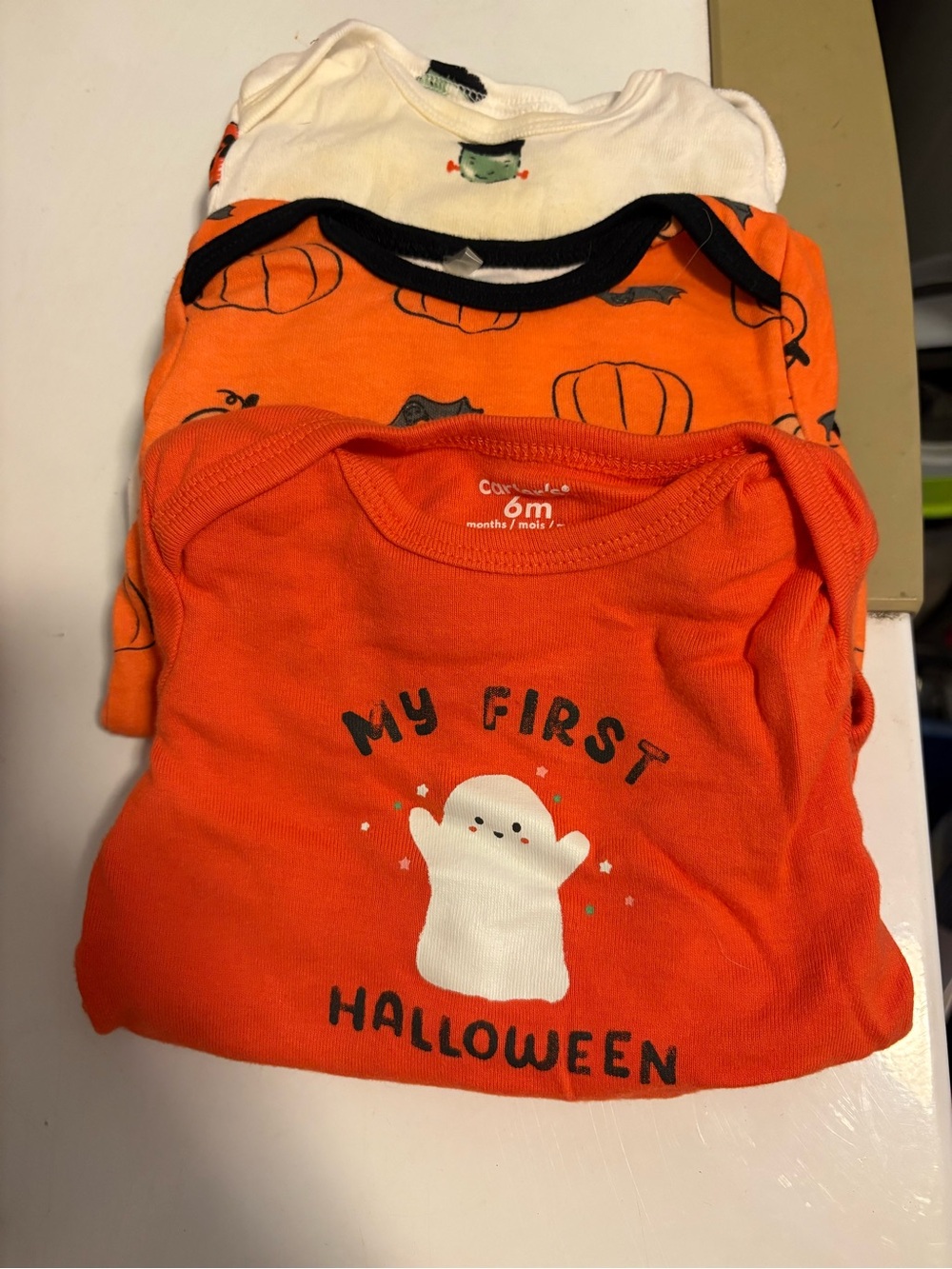 Carter's Orange "My First Halloween" and more Baby Bodysuit Onesies Bundle- 6M